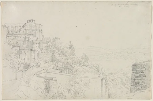 Saint Agostino from Bulagajo, Perugia (San Agostino dalla parte del Bulagajo, Perugia) by Edward Jakob von Steinle, drawing, 1829