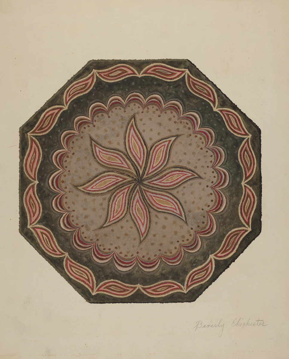 Octagonal Hooked Rug by Beverly Chichester, index of american design, 1937