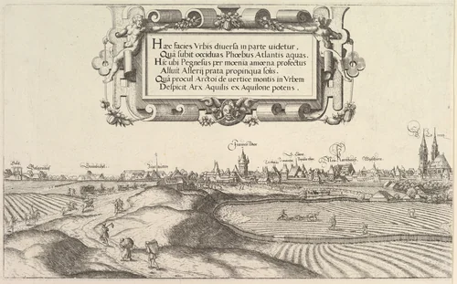 View of Nuremberg, to the east, left plate by Hanns Lautensack, print, 1552