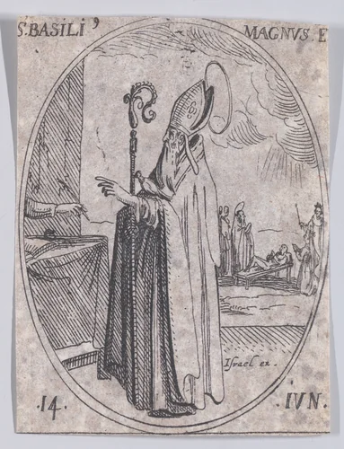 S. Basile le Grand, évêque (St. Basil the Great, Bishop), June 14th, from "Les Images De Tous Les Saincts et Saintes de L'Année" (Images of All of the Saints and Religious Events of the Year) by Jacques Callot, print, 1636