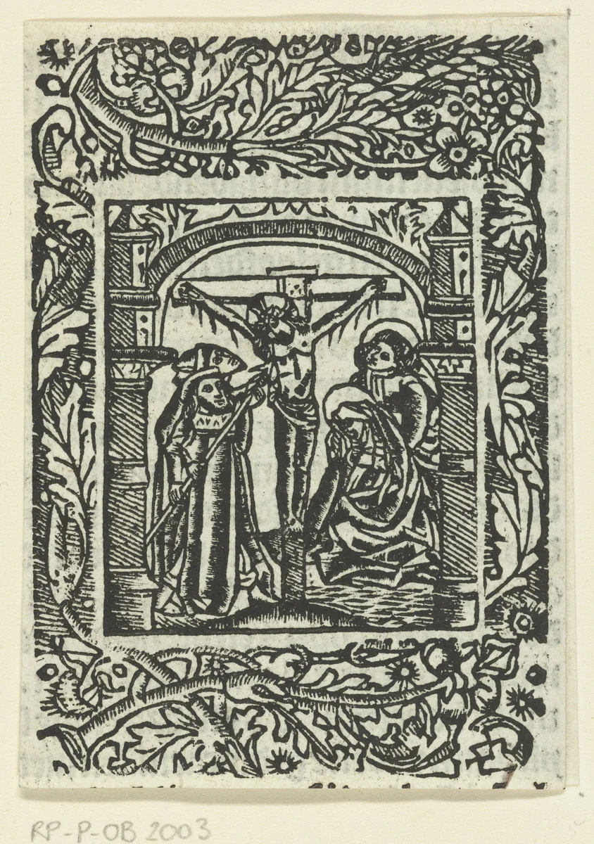 Christus aan het kruis by Unknown, print, 1480-1500