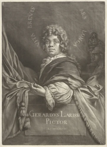 Zelfportret van Gerard de Lairesse als jonge kunstenaar by Gerard de Lairesse, print, 1650-1711