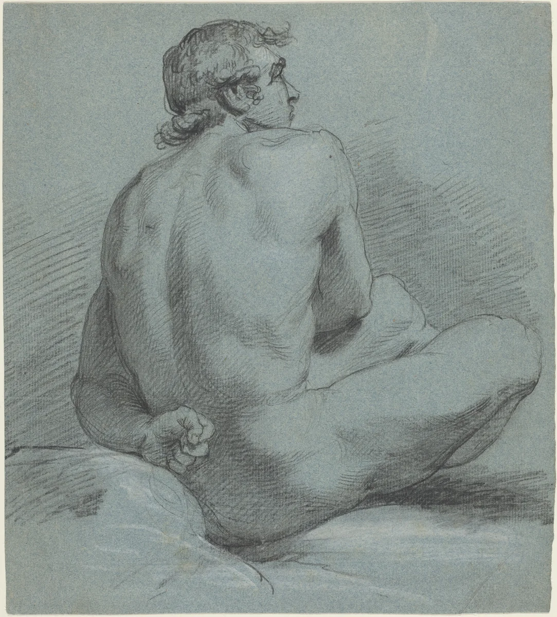 Seated Male Nude by Samuel Woodforde, drawing, 1786-1791