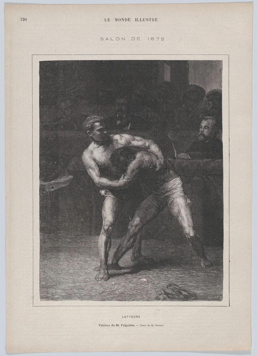 Lutteurs (The Wrestlers), from "Le Monde Illustré" by Auguste Joliet, print, 1875