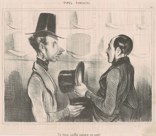 Ca vous coiffe comme un gant! by Honoré Daumier, print, 1839