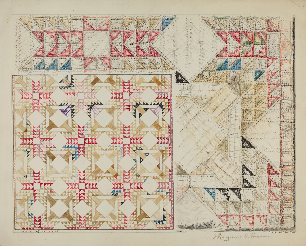 Quilt by Magnus S. Fossum, index of american design, 1937
