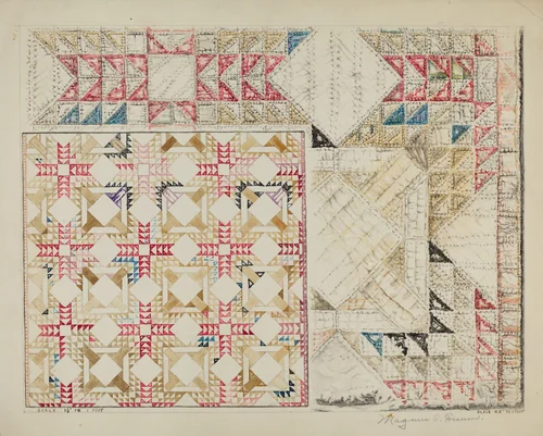 Quilt by Magnus S. Fossum, index of american design, 1937