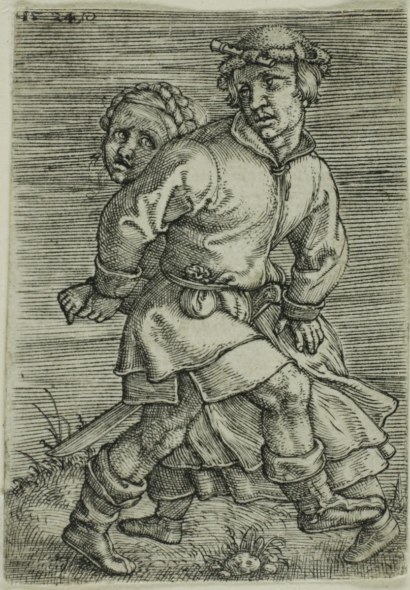Peasant Couple Dancing by Barthel Beham, print, 1524
