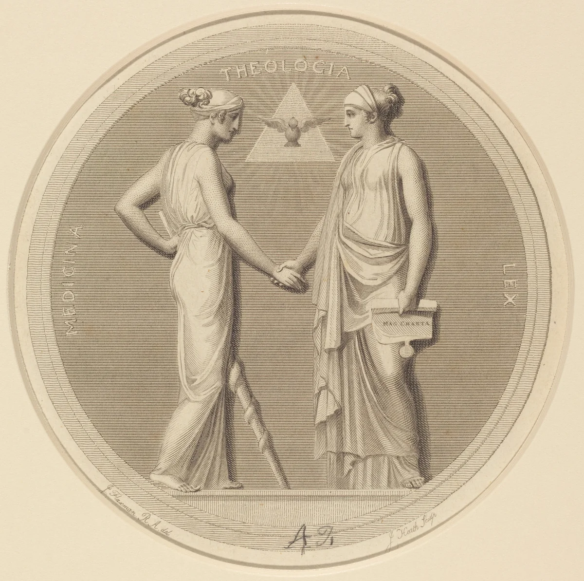 Medicina - Theologia - Lex by James Heath; John Flaxman, print, 1757-1834