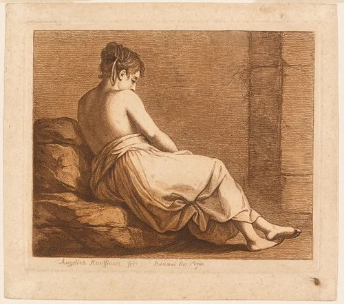 Reclining Girl Seen from the Back by Angelica Kauffmann, print, 1780
