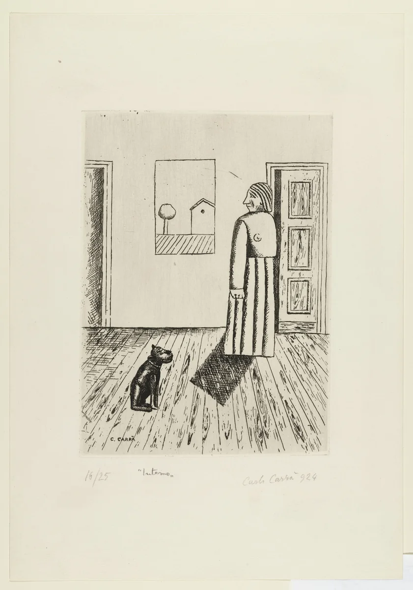Interior by Carlo Carrà, print, 1924