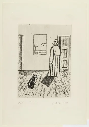 Interior by Carlo Carrà, print, 1924