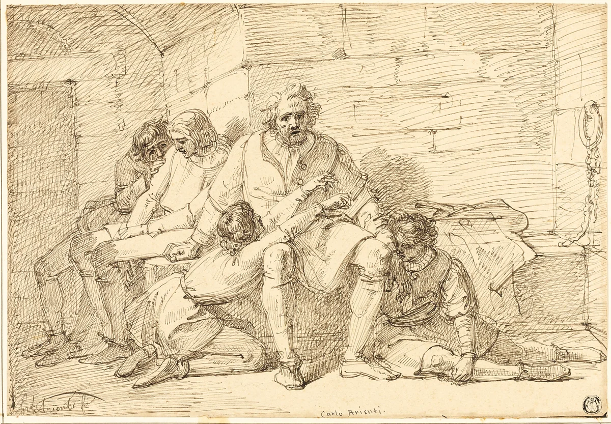 Ugolino and His Sons in Prison by Carlo Arienti, drawing, 1821-1873