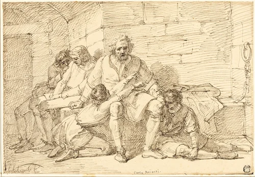 Ugolino and His Sons in Prison by Carlo Arienti, drawing, 1821-1873