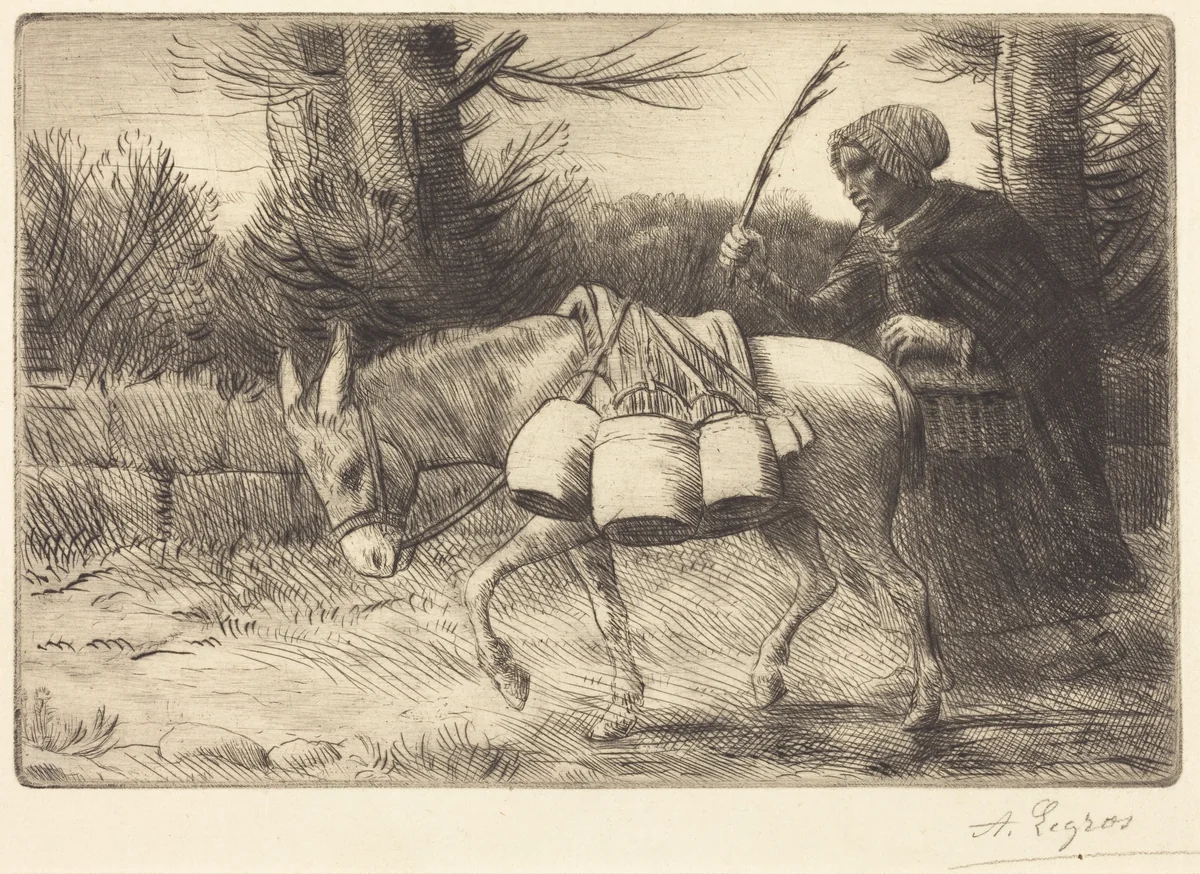 Milkmaid of Boulogne, 3rd plate (Laitiere a Boulogne) by Alphonse Legros, print, 1837-1911