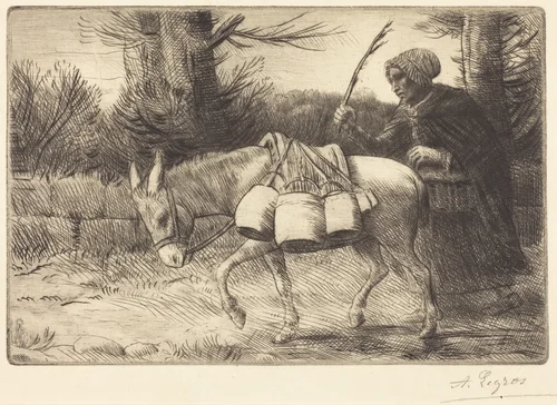 Milkmaid of Boulogne, 3rd plate (Laitiere a Boulogne) by Alphonse Legros, print, 1837-1911