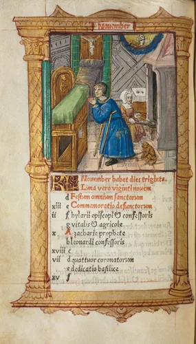 Printed Book of Hours (Use of Rome): fol. 12v, November calendar page by Guillaume Le Rouge, book, 1510