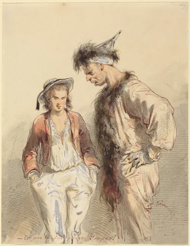Et pas le Sou pour Souper by Paul Gavarni, drawing, 1804-1866