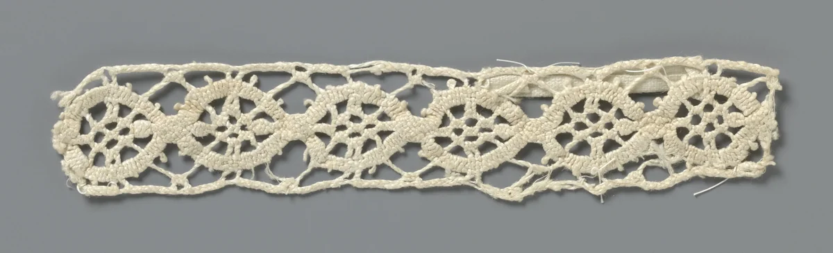 Tussenzetsel van kloskant met aaneengeschakelde opengewerkte ovalen by anonymous, book, 1885-1899