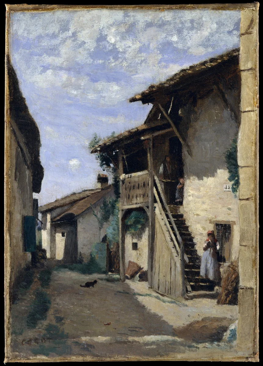 A Village Street: Dardagny by Camille Corot, painting, 1852-1863