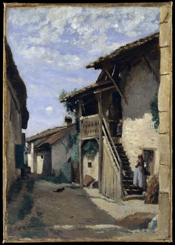 A Village Street: Dardagny by Camille Corot, painting, 1852-1863