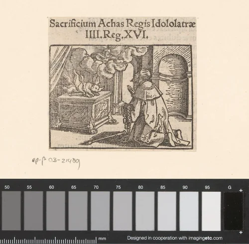 Offer van Achaz, koning van Juda by anonymous, print, 1530-1533
