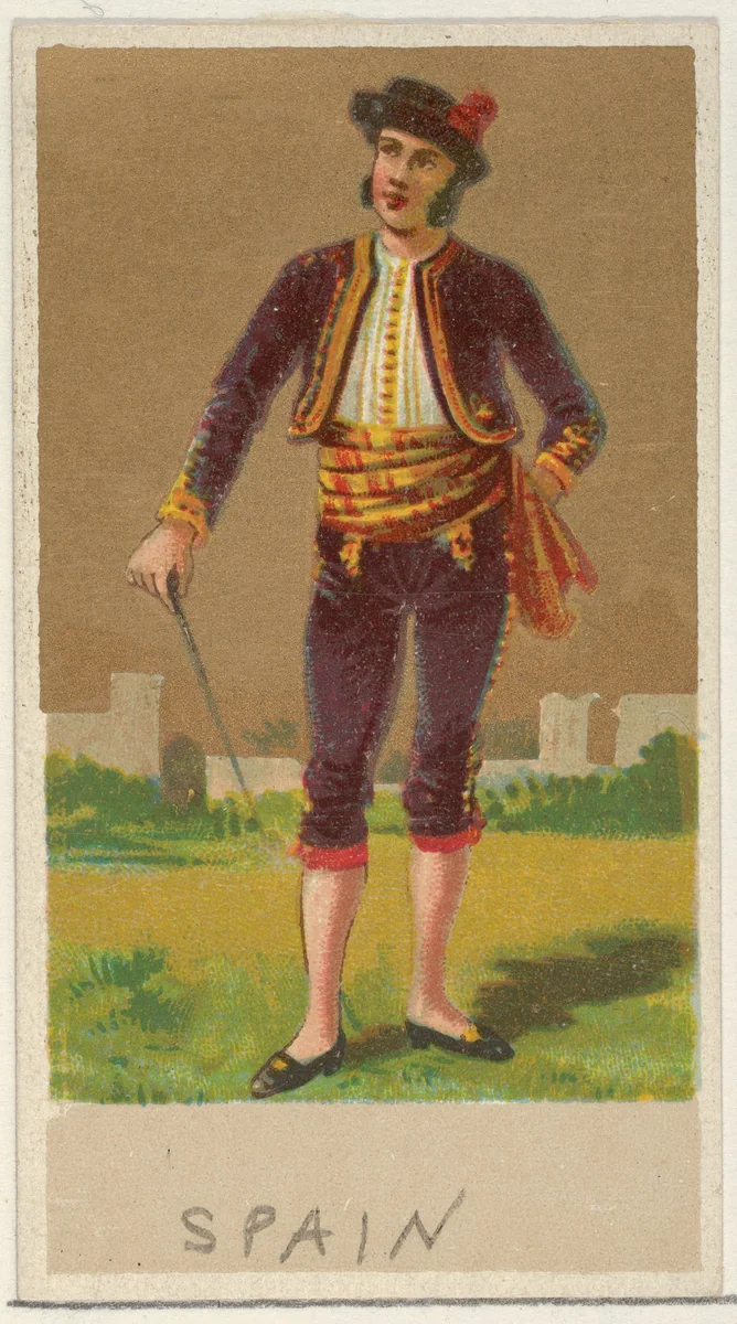 Spain, from the Natives in Costume series (N16), Teofani Issue, for Allen & Ginter Cigarettes Brands by Allen & Ginter, print, 1886-1900