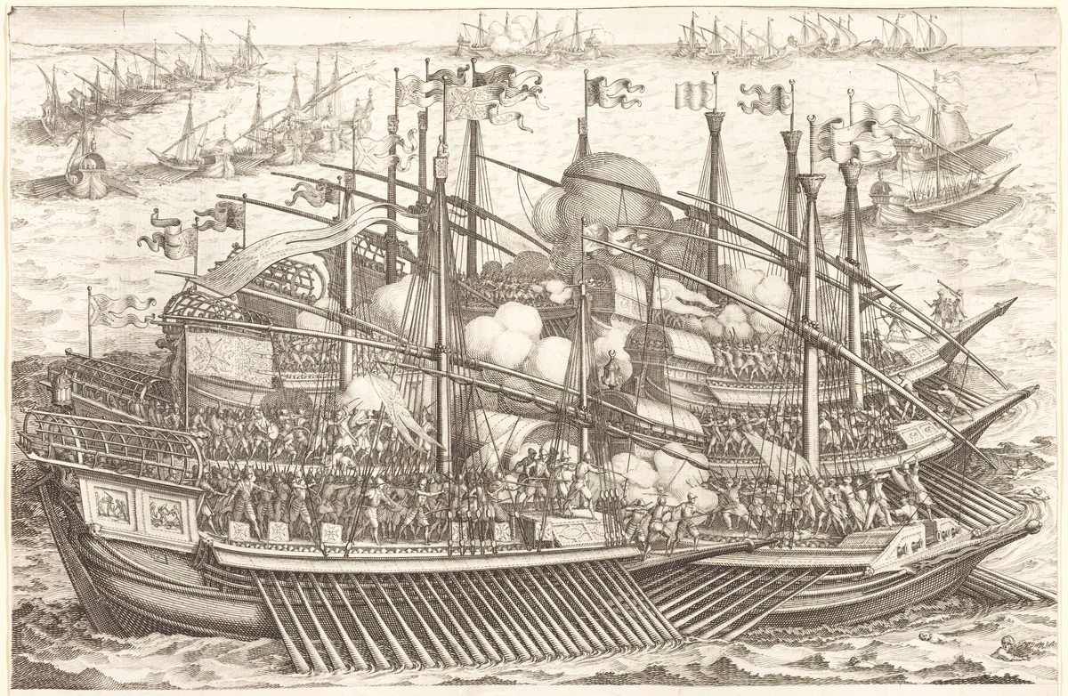 The First Naval Battle by Jacques Callot, print, 1614