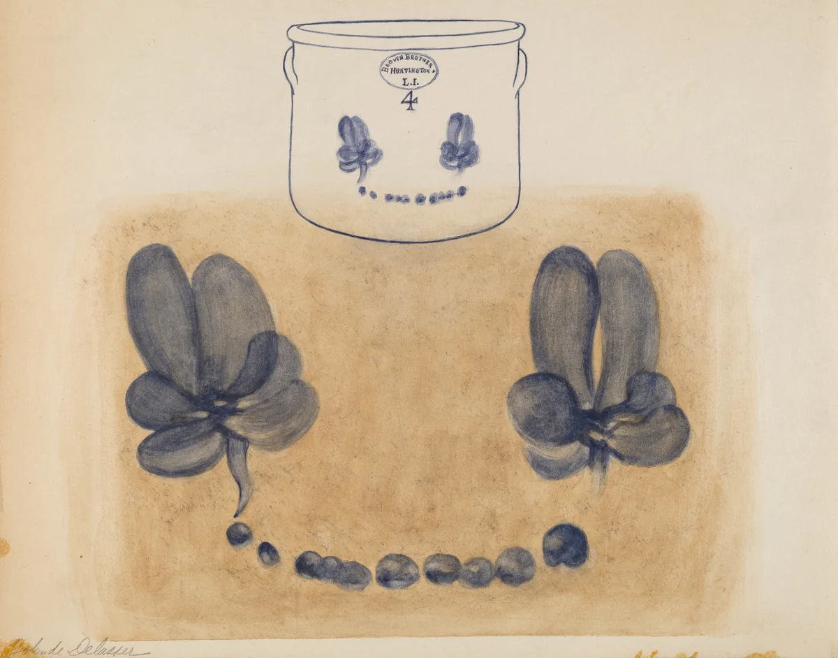 Crock by Yolande Delasser, index of american design, 1937-1938