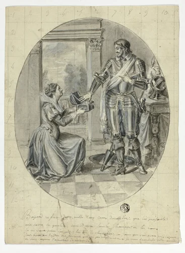 The Chevalier Bayard Refusing 2500 Ducats by Unknown Artist, drawing, 1690-1809