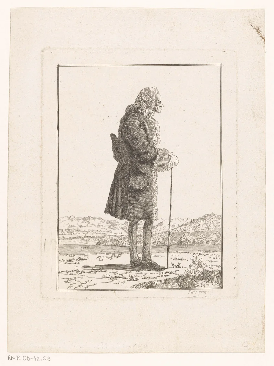 Portret van Voltaire by anonymous, print, 1778