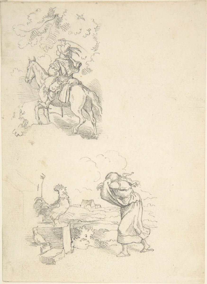 Two Designs for Illustration by Adrian Ludwig Richter, drawing, 1820-1884