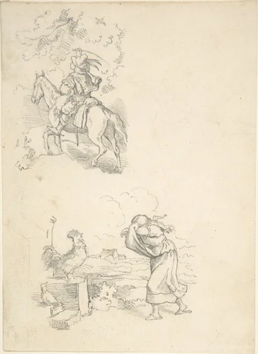 Two Designs for Illustration by Adrian Ludwig Richter, drawing, 1820-1884