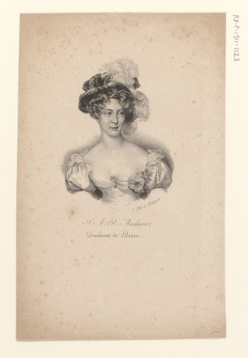 Portret van Maria Carolina van Bourbon-Sicilië by anonymous, print, 1825-1842