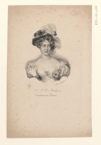 Portret van Maria Carolina van Bourbon-Sicilië by anonymous, print, 1825-1842