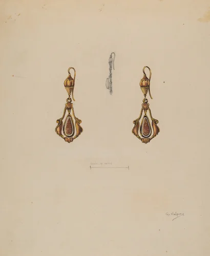 Earrings by Grace Halpin, index of american design, 1937