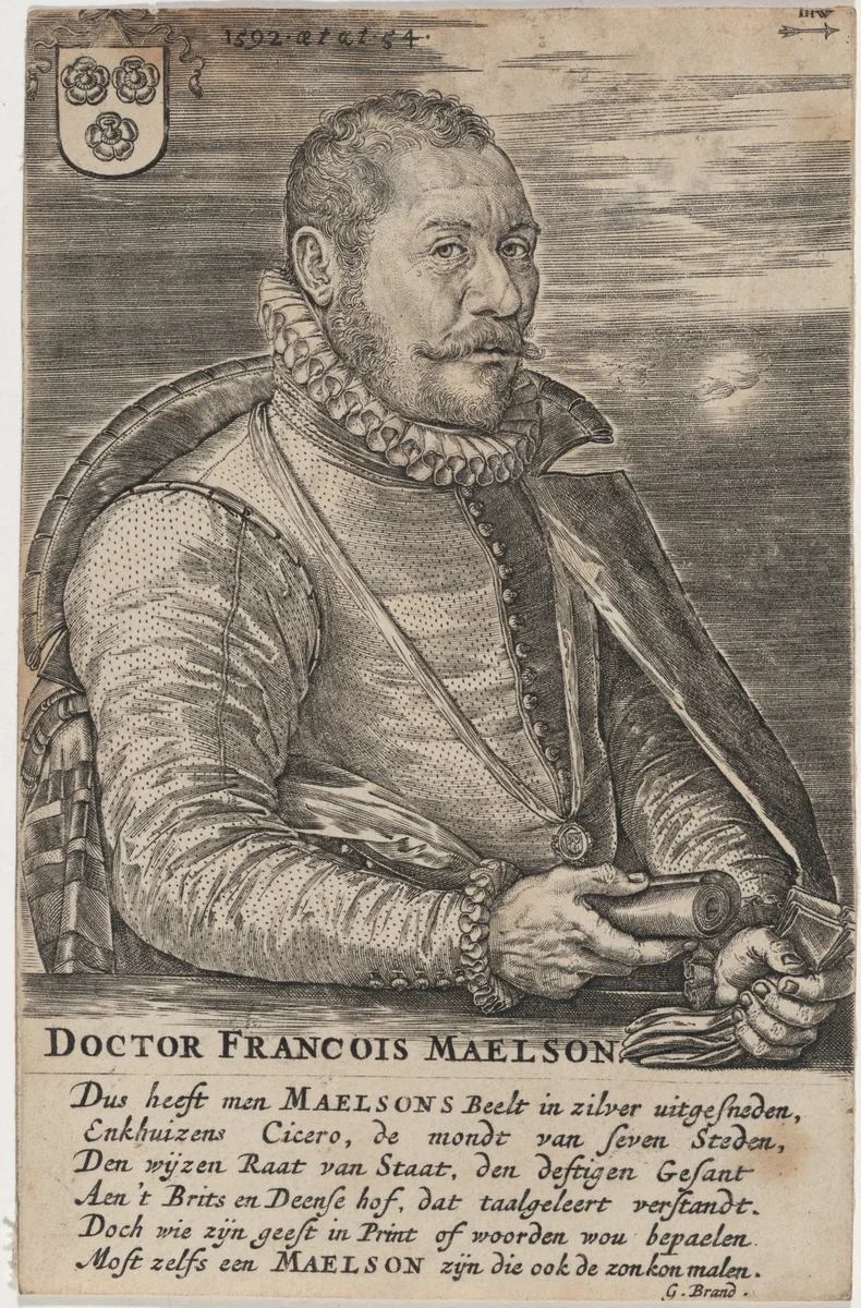 Doctor Francois Maelson by Hieronymus Wierix, print, 1592