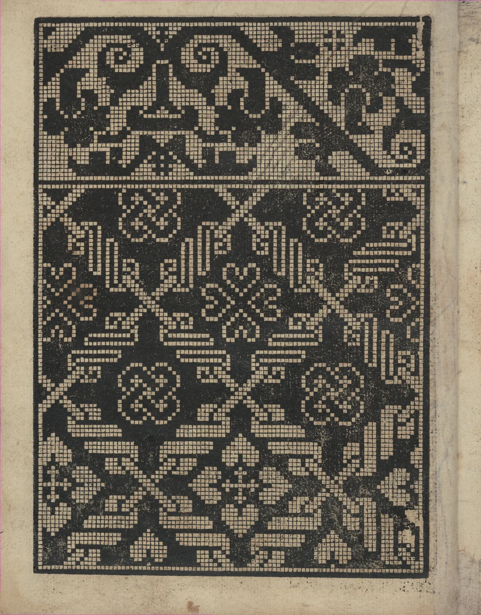 Libbretto nouellamete composto per maestro Domenico da Sera...lauorare di ogni sorte di punti, page 17 (verso) by Domenico da Sera, book, 1532