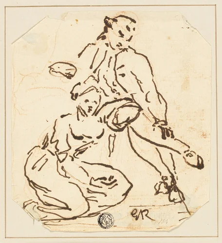 Seated Man and Woman by Unknown Artist, drawing, 1754-1802