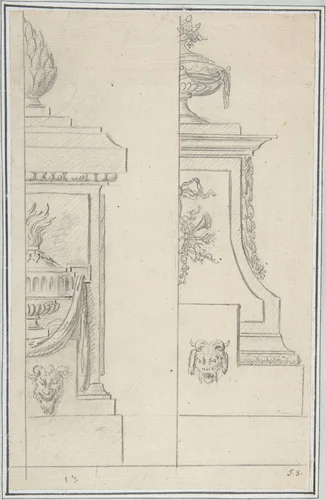 Alternate Designs for Decorated Bases or Pedestals by anonymous, drawing, 1700-1800