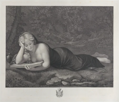 Mary Magdalene in penitence in the desert by Giuseppe Longhi, print, 1805-1815
