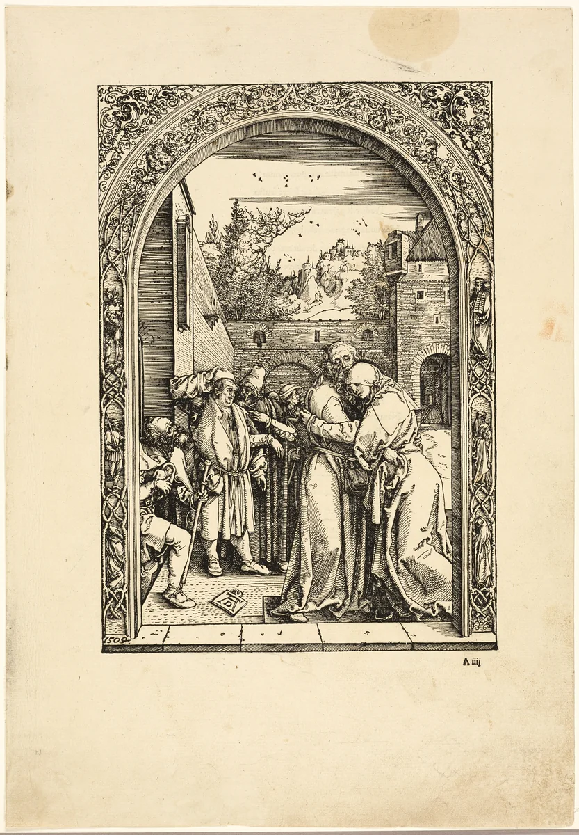Joachim and St. Anne Meet at the Golden Gate, from The Life of the Virgin by Albrecht Dürer, print, 1504