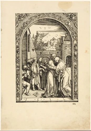 Joachim and St. Anne Meet at the Golden Gate, from The Life of the Virgin by Albrecht Dürer, print, 1504