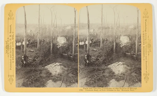 Crescent Regt. of New Orleans in the "Hornets Nest", from the series "The Chicago Panorama of the Battle of Shiloh" by Henry Hamilton Bennett, photograph, 1887