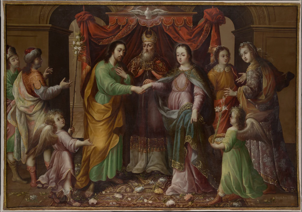 The Marriage of the Virgin by José Sánchez, artwork, 1685-1695