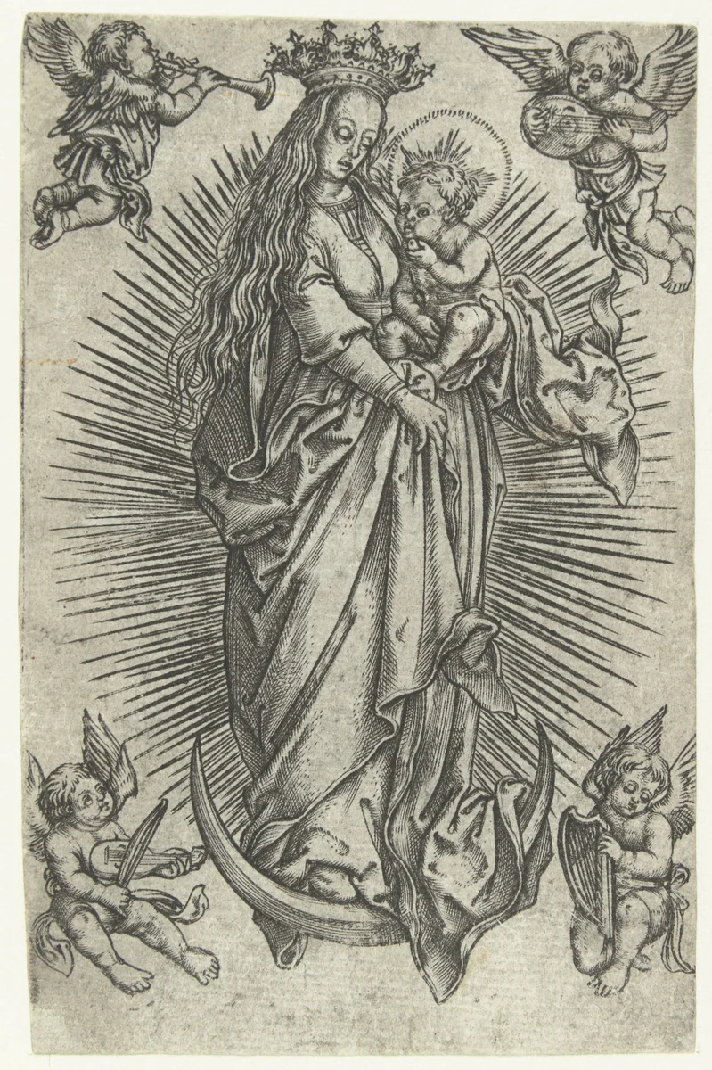 Madonna op de maansikkel by anonymous, print, 1500-1525