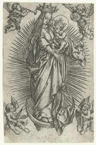 Madonna op de maansikkel by anonymous, print, 1500-1525