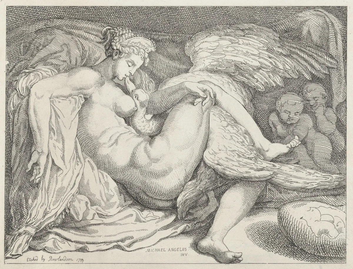 Leda and the Swan by Thomas Rowlandson, print, 1799