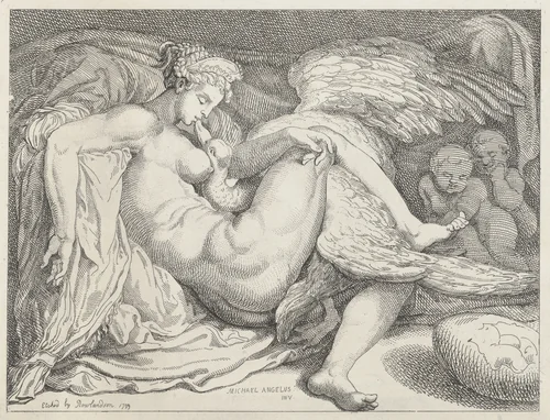 Leda and the Swan by Thomas Rowlandson, print, 1799