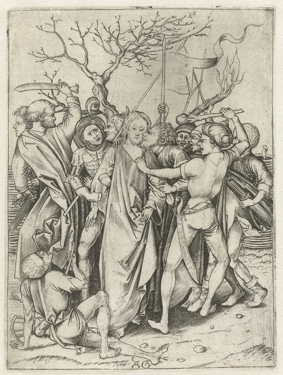 Gevangenneming van Christus by Unknown, print, 1475-1500